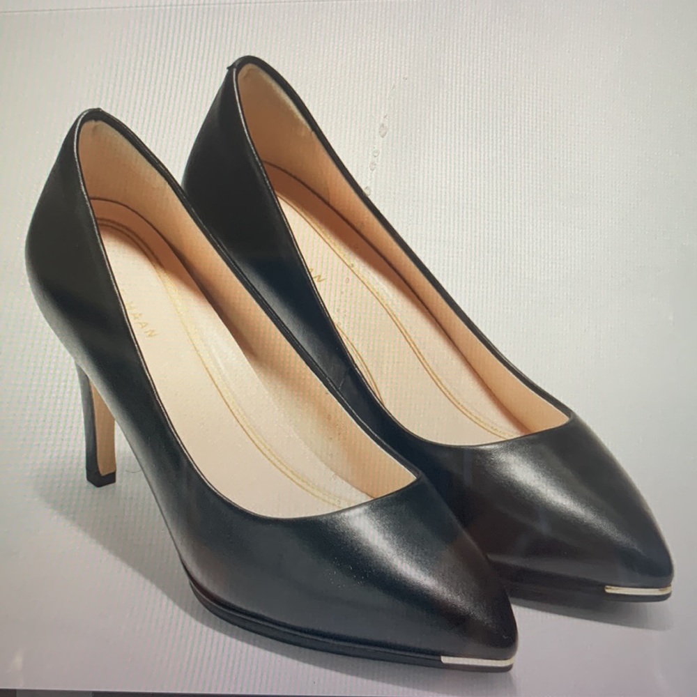 Cole Haan Pointed Toe PUMPS Premium comfort 3” BLACK US 9.5 WIDE Fit NWOT